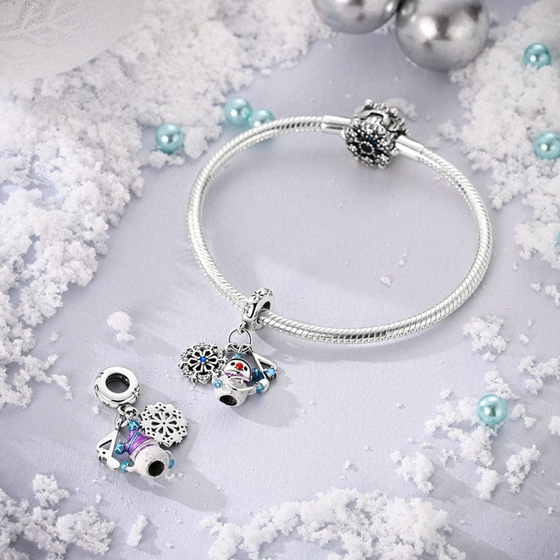 Festive Snowman Charm with Snowflake and Musical Note