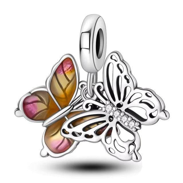 Flying Butterflies Dangle Charm