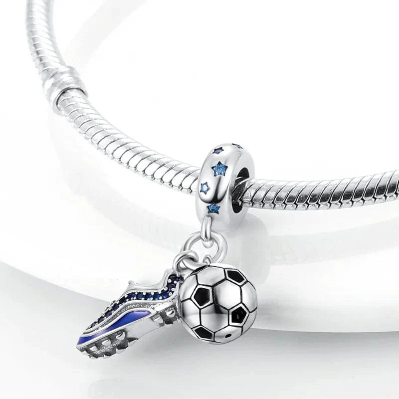 Football Ball and Shoe Double Dangle Charm