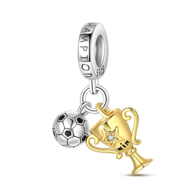 Football Champion Trophy & Ball Dangle Charm