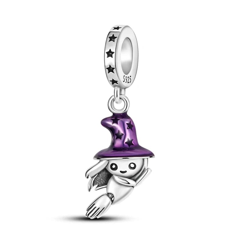 Ghost Charm with Purple Witch Hat