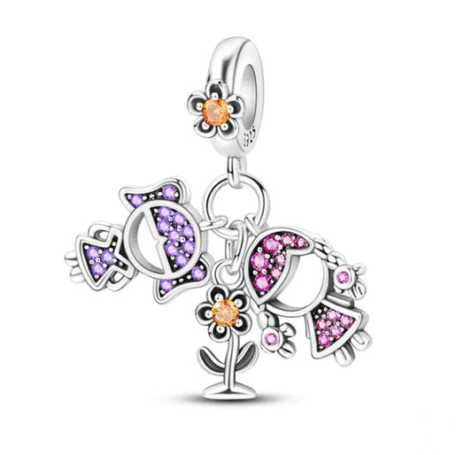 Girls Flower Dangle Charm