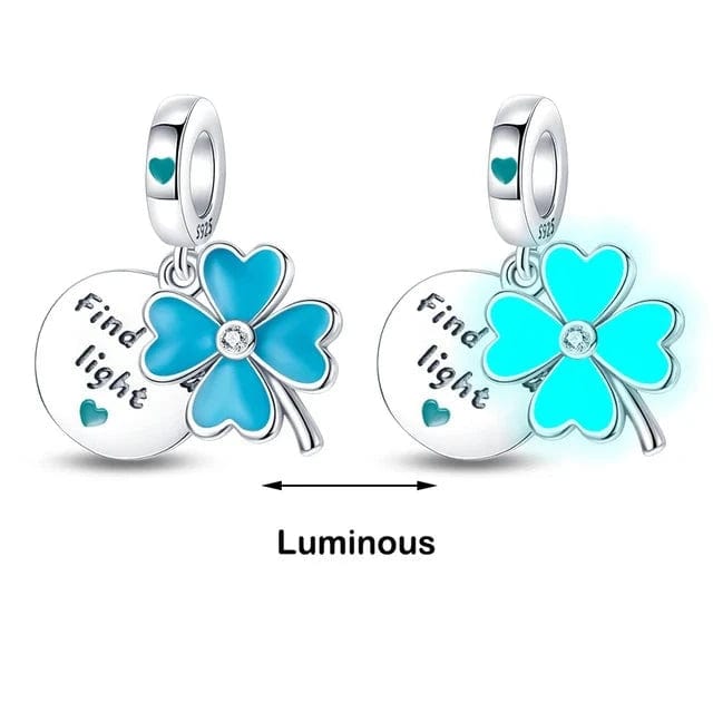 Glow in the Dark Luminous 4 Leaf Clover Dangle Charm