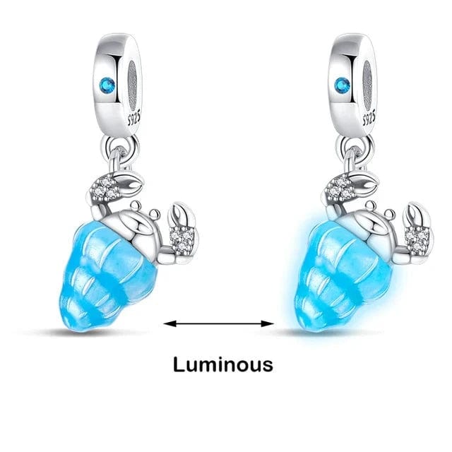 Glow in the Dark Luminous Hermit Crab Shell Dangle Charm