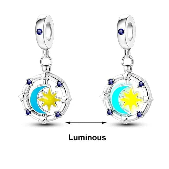 Glow in the Dark Luminous Moon and Sun Spinner Dangle Charm