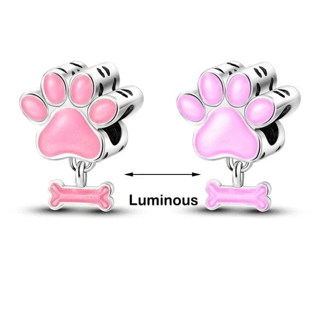 Glow in the Dark Luminous Paw and Bone Charm