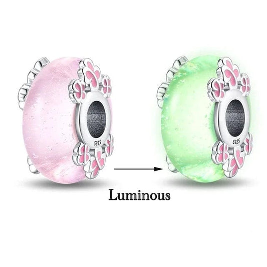 Glow in the Dark Luminous Pink Murano Charm