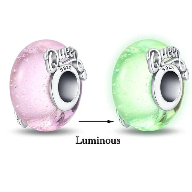 Glow in the Dark Luminous Pink Queen Murano Charm