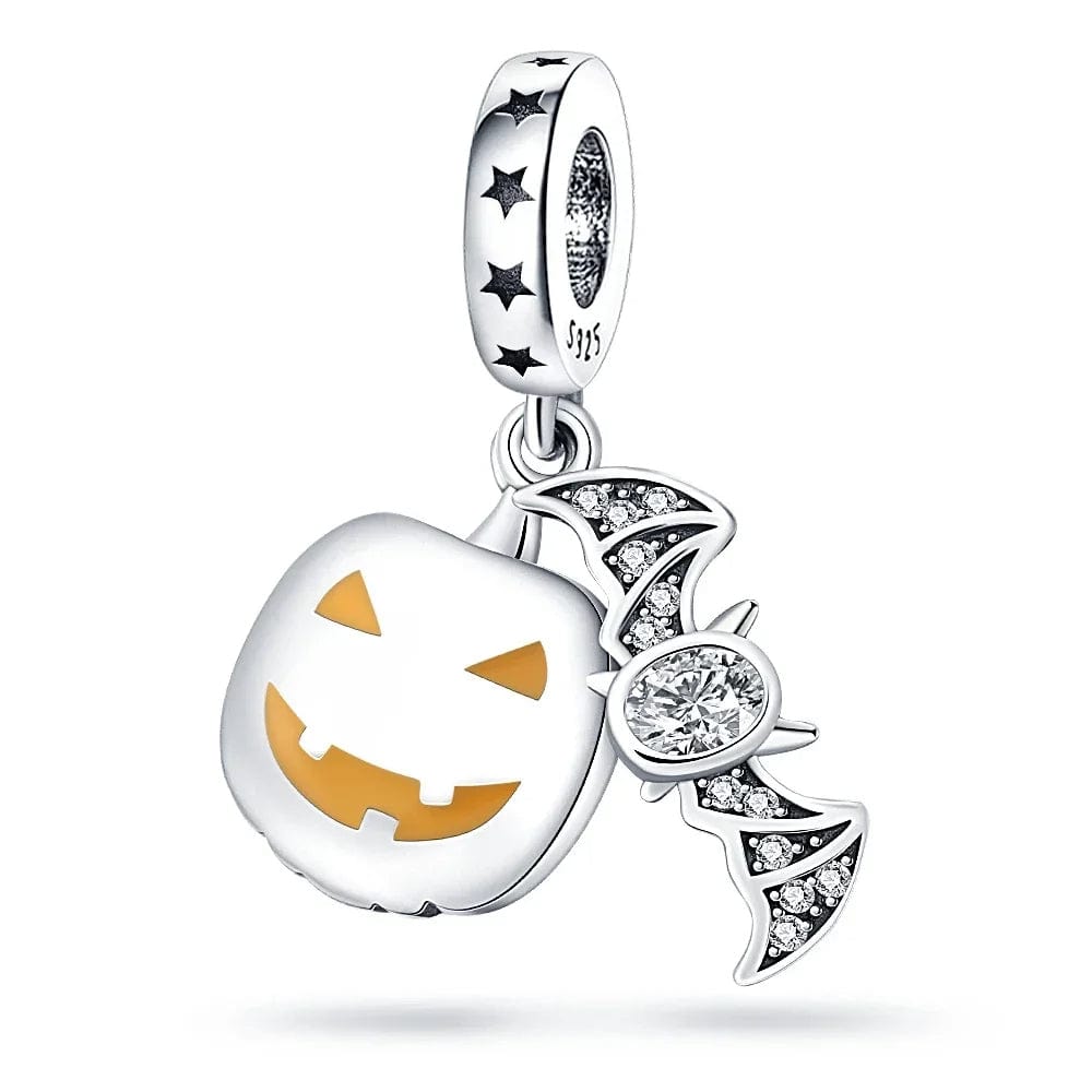 Halloween Pumpkin Lantern & Bat Dangle Charm