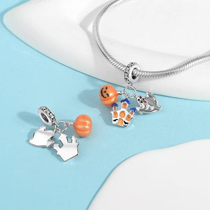 Halloween Trio Charm – Pumpkin, Ghost, and Haunted House