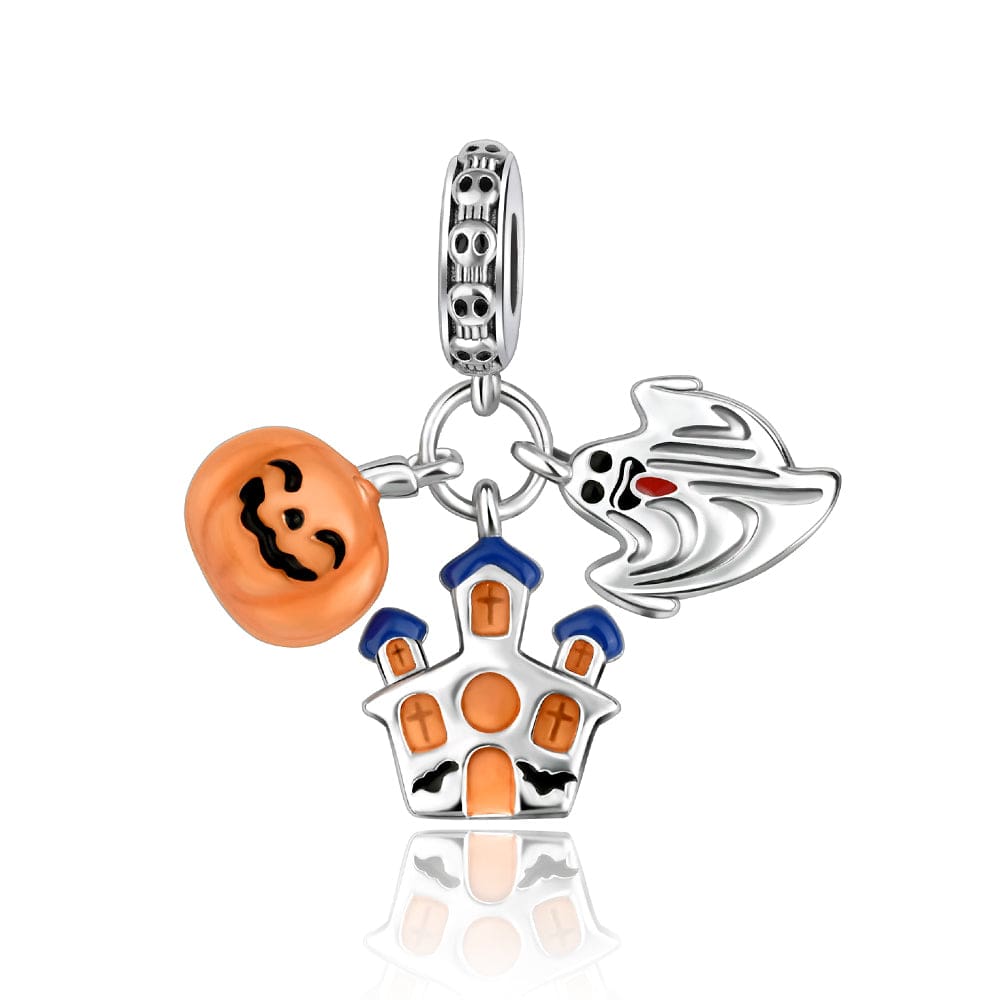 Halloween Trio Charm – Pumpkin, Ghost, and Haunted House