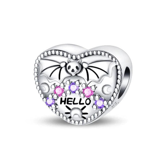 Hello Halloween Heart Charm