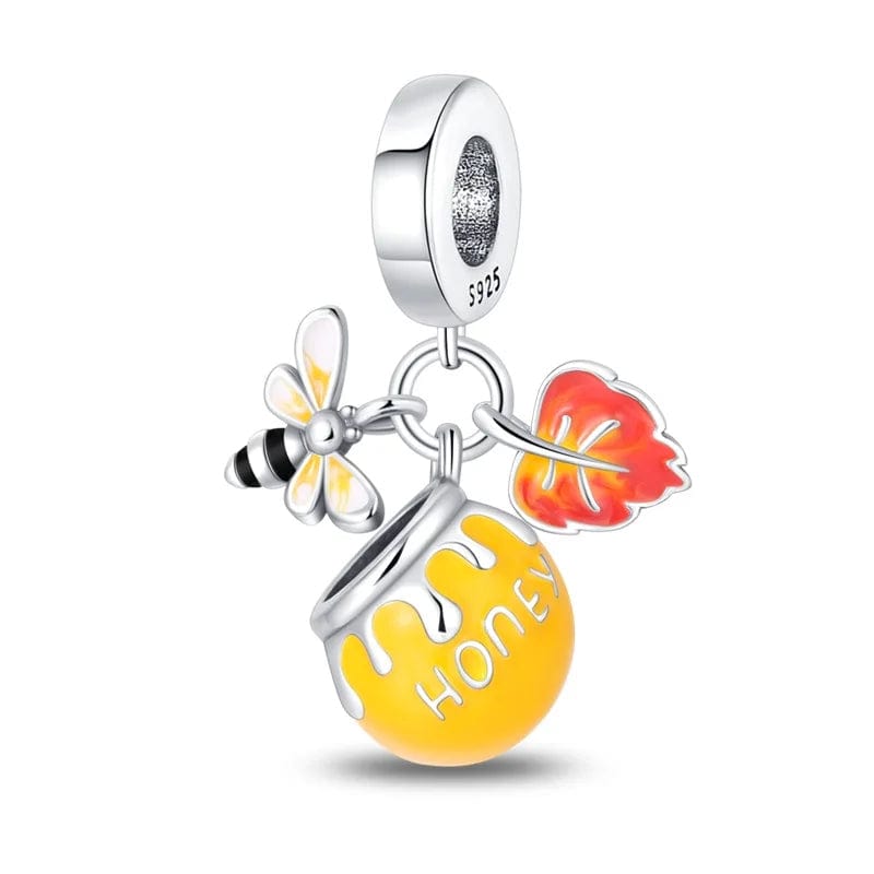 Honey Pot Bee & Orange Leaf Autumn Charm