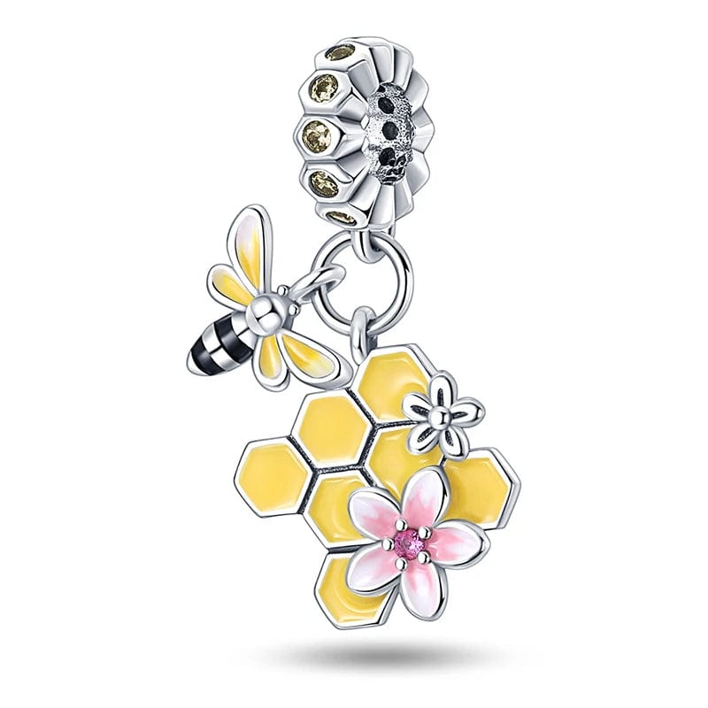 Honeycomb & Honey Bee Double Dangle Charm