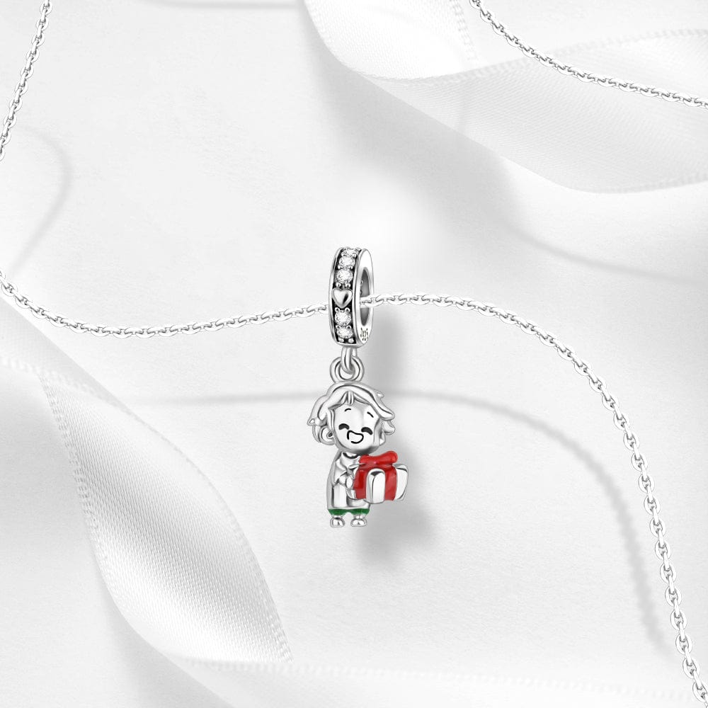 Joyful Holiday Boy with Gift Pendant