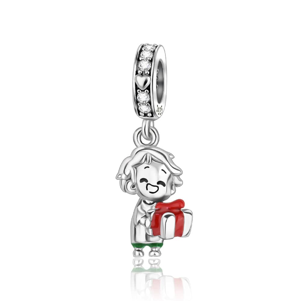 Joyful Holiday Boy with Gift Pendant