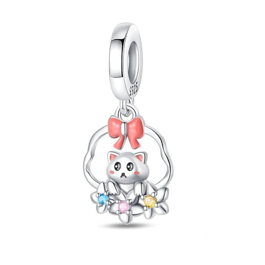 Little Flower Kitten Dangle Charm