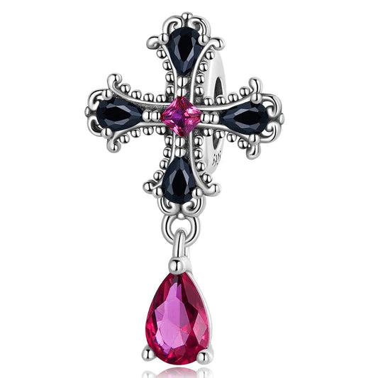 Mystery Black Gothic Cross Charm