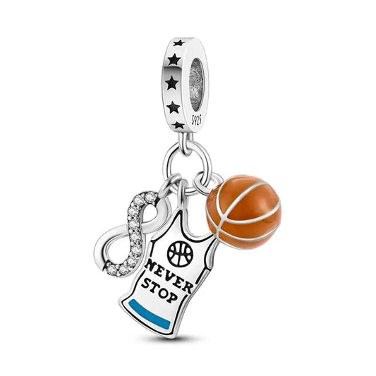 Never Give Up Basketball Dangle Charm