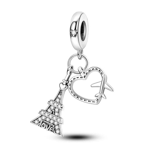 Paris Eiffel Tower Heart Travel Dangle Charm