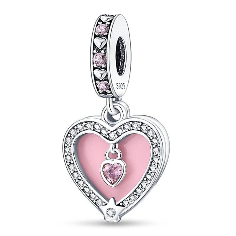 Pink Heart Dangle Charm