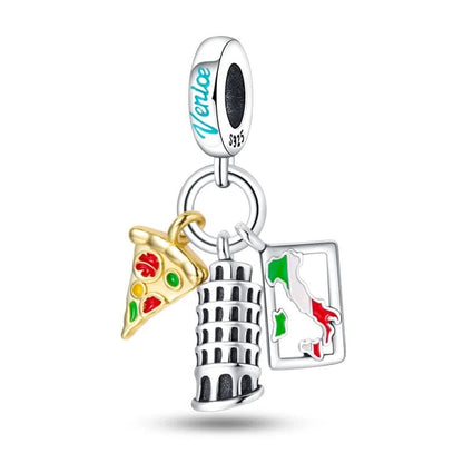 Pisa Tower Italy Pizza Luminous Dangle Charm