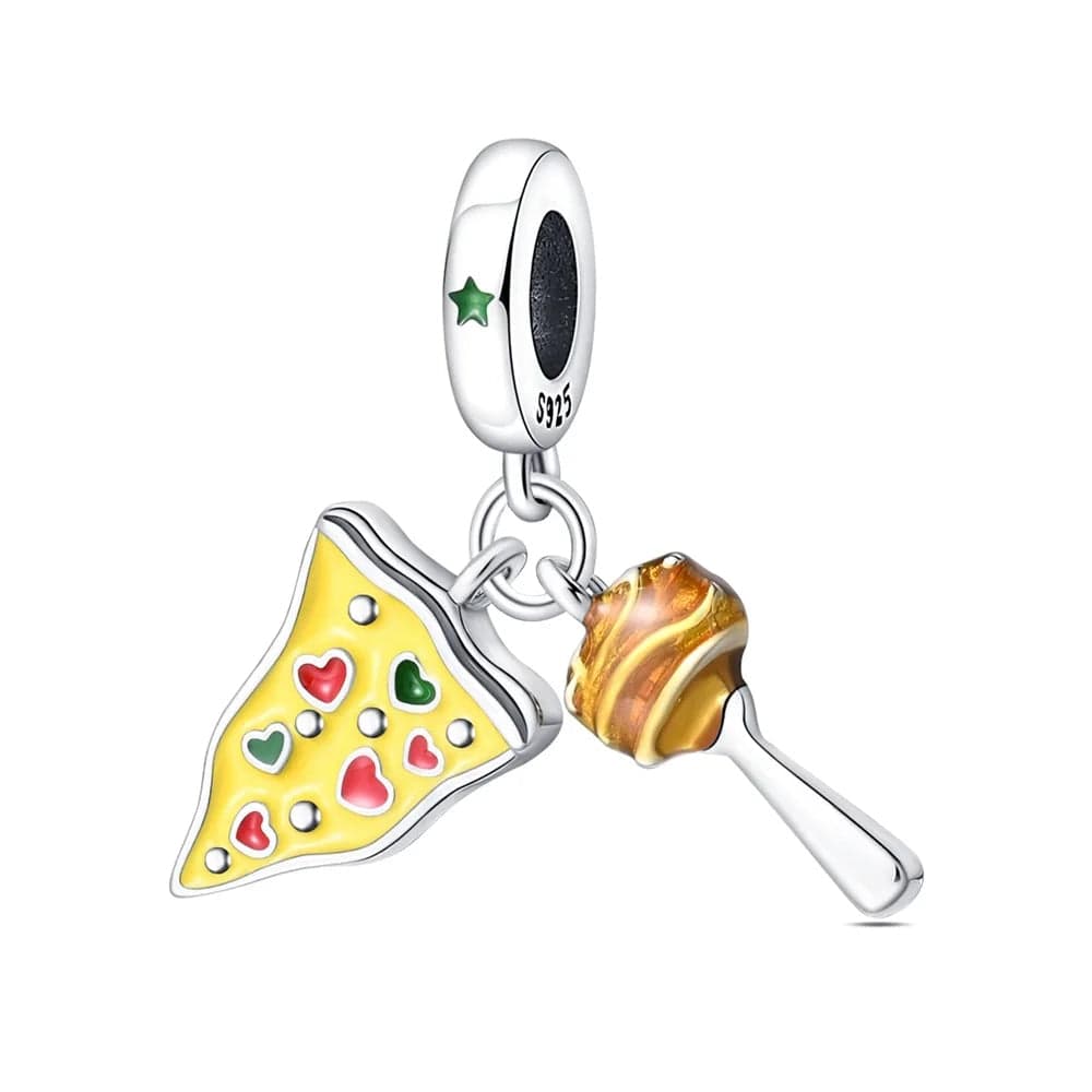 Pizza Slice and Meatball Double Dangle Charm