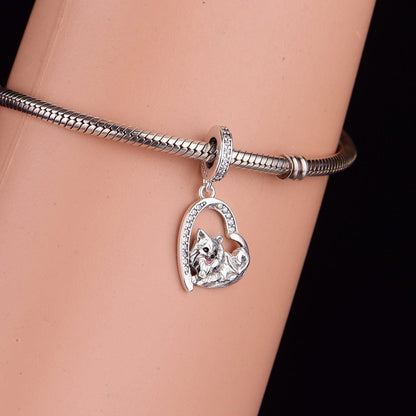 Pomeranian Dog Heart Charm