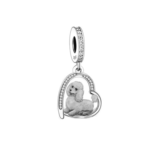 Poodle Puppy Heart Charm