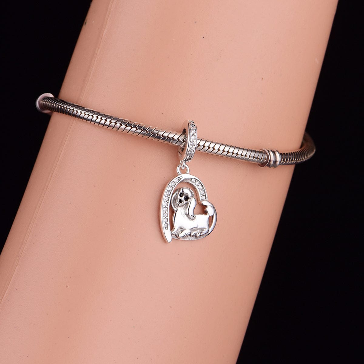 Poodle Puppy Heart Charm