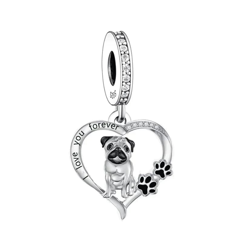 Pug Heart Love Charm