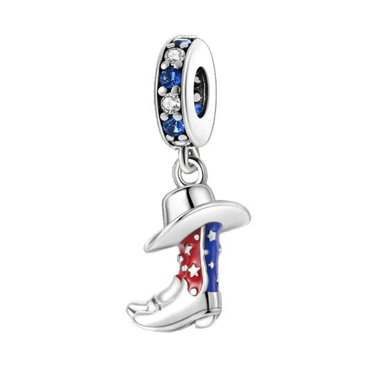 Red & Blue Cowboy Boots Hat Dangle Charm