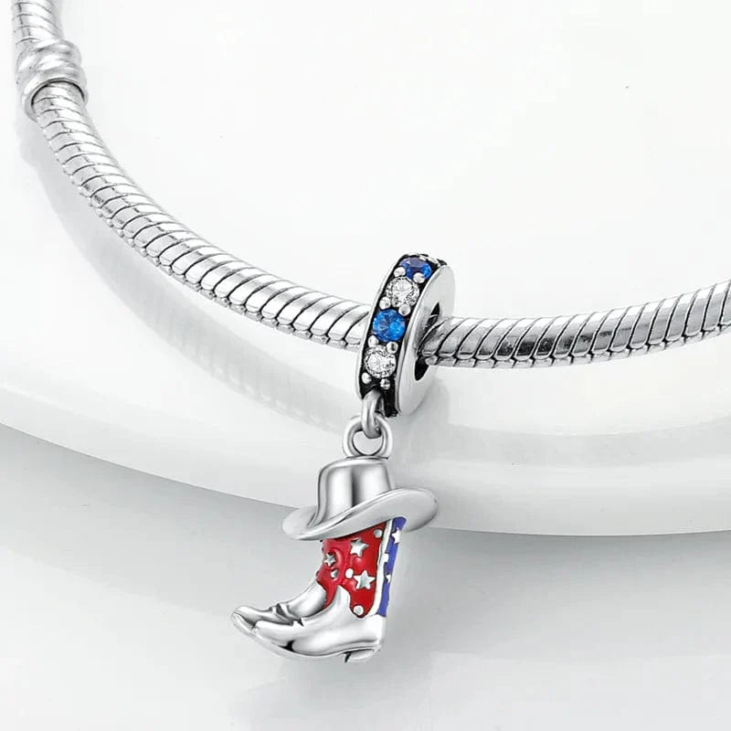 Red & Blue Cowboy Boots Hat Dangle Charm