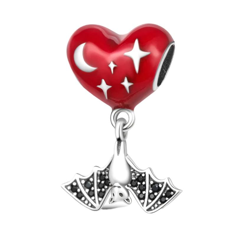 Red Heart & Bat Dangle Charm