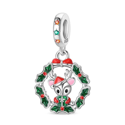 Reindeer Holiday Wreath Charm