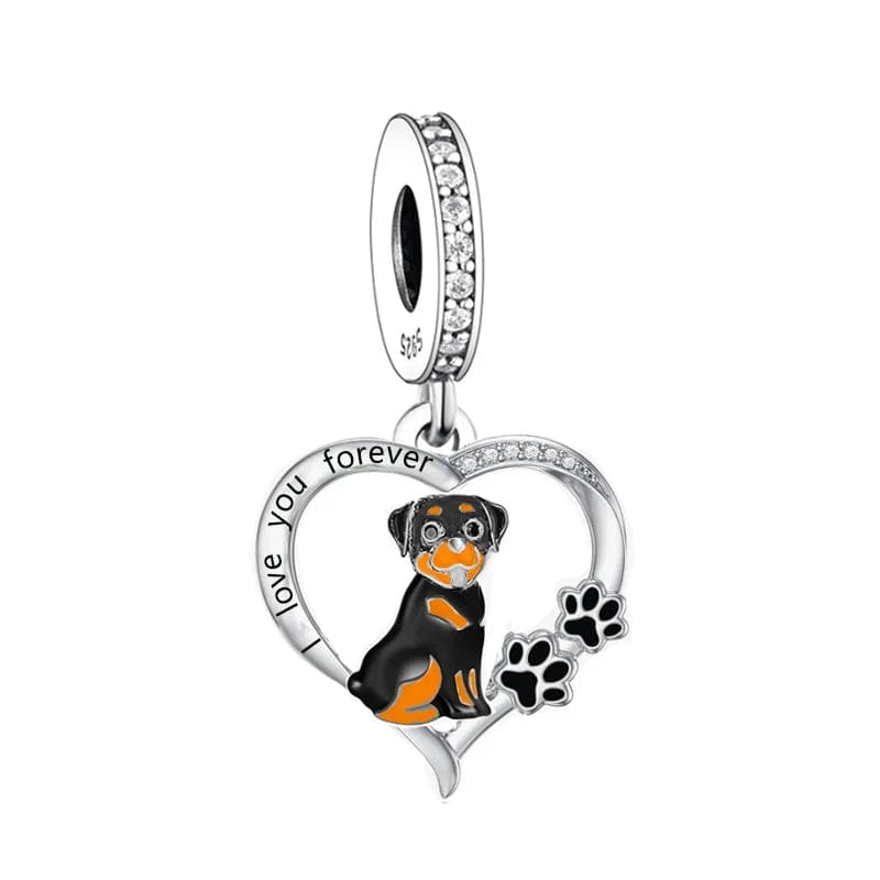 Rottweiler Forever Love Heart Charm