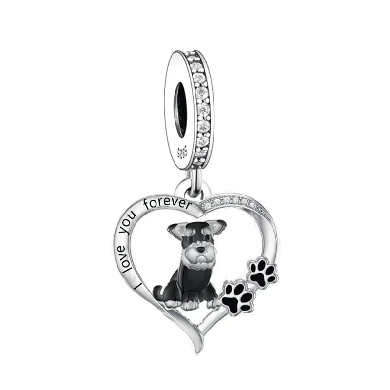 Schnauzer Heart Charm