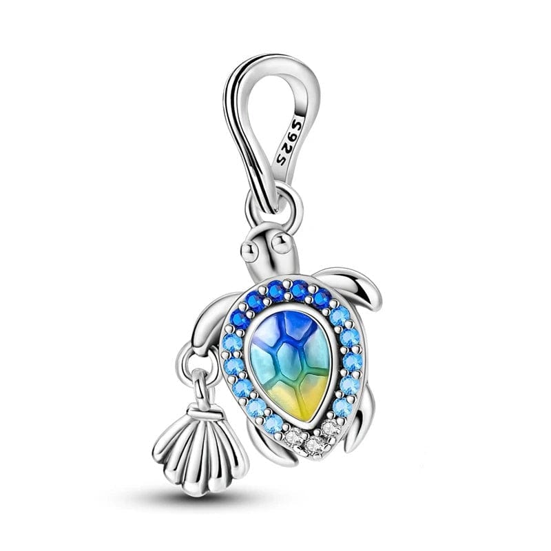 Sea Turtle & Sea Shell Dangle Charm