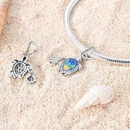 Sea Turtle & Sea Shell Dangle Charm