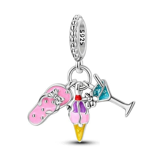 Slipper, Ice cream & Cocktail Triple Dangle Charm