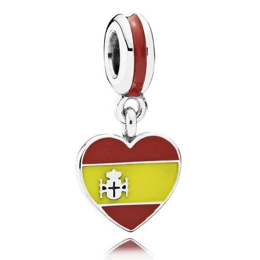 Spain Heart Flag Dangle Charm