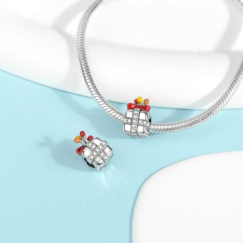 Sparkling Gift Box Charm with Festive Bow