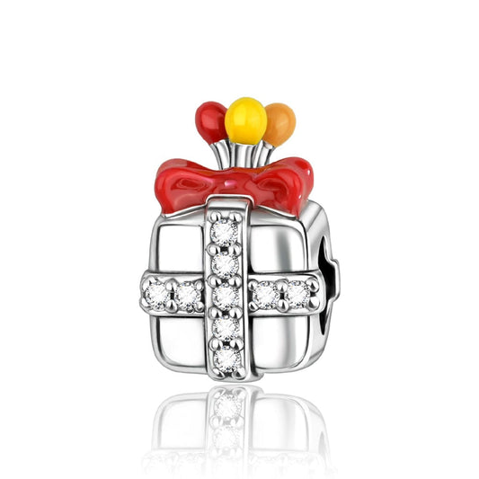 Sparkling Gift Box Charm with Festive Bow