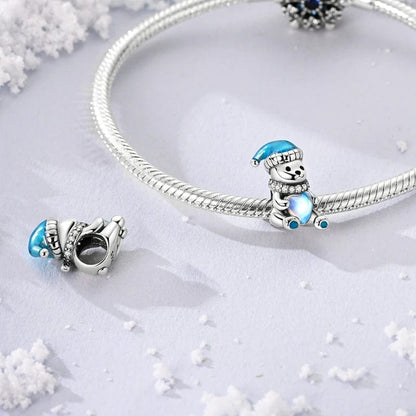 Sparkling Winter Bear Charm with Blue Heart