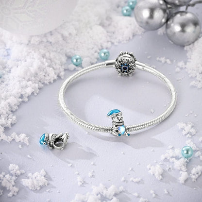 Sparkling Winter Bear Charm with Blue Heart