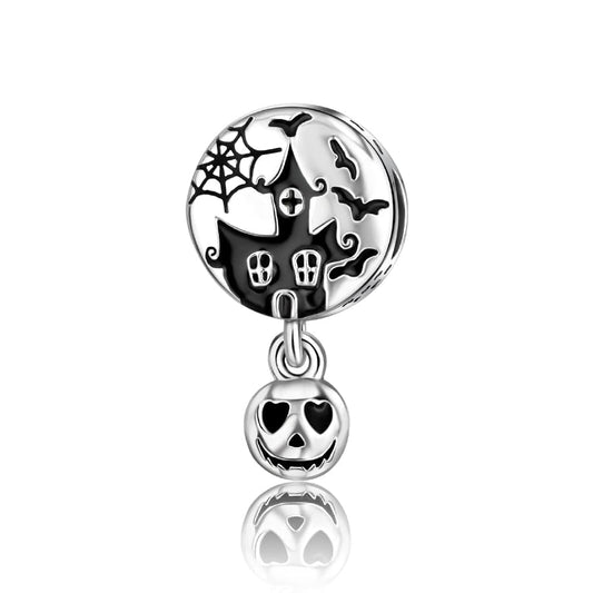 Spooky Haunted House and Pumpkin Halloween Charm