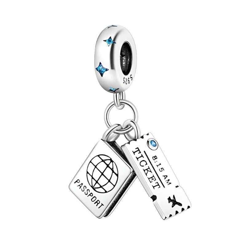 Travel Passport and Ticket Dangle Charm