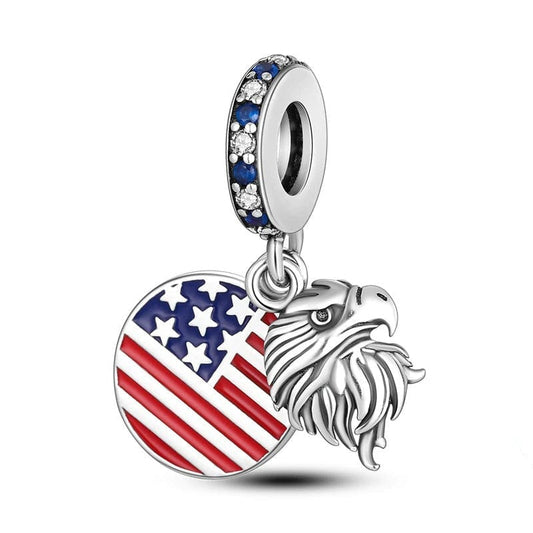 USA Flag Eagle Dangle Charm