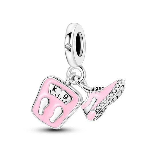 Weighing Scale Pink Sneakers Dangle Charm