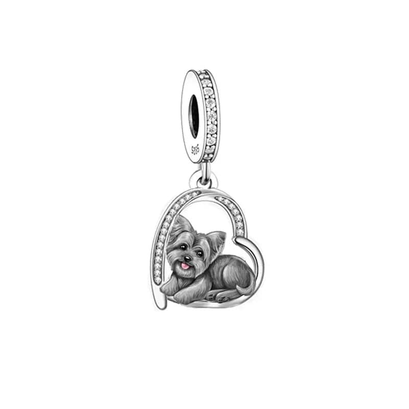 Yorkie Love Heart Charm